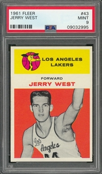 1961/62 Fleer #43 Jerry West Rookie Card – PSA MINT 9